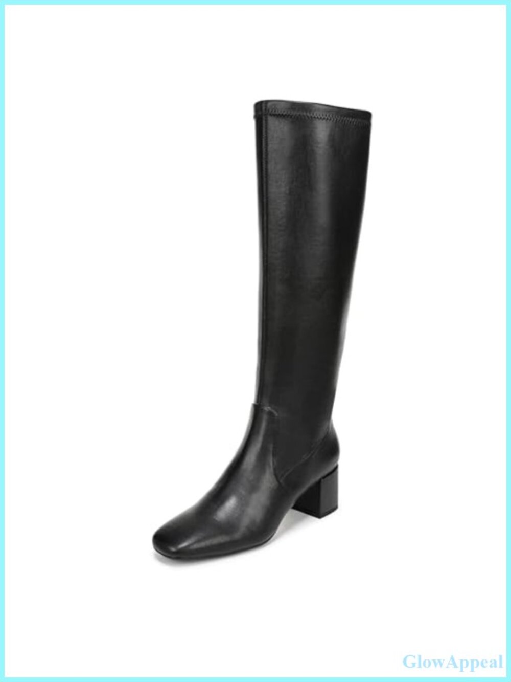 Women's Knee High Zip Block Heel Boots Faux Leather Square Toe Tall Shaft